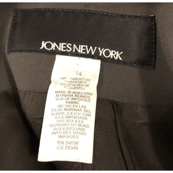 JONES NEW YORK Blazer Jacket Size L/14 Lined Long Sleeve Lapel Notched Collar - Picture 8 of 12